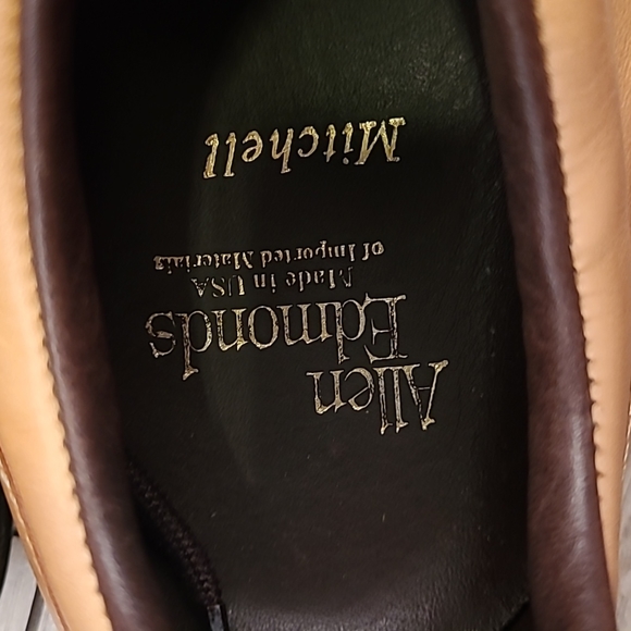 ALLEN EDMONDS Mitchell Cognac Tan Leather Sz 10 D Mens Comfort Casual‎ Shoes - Picture 8 of 9